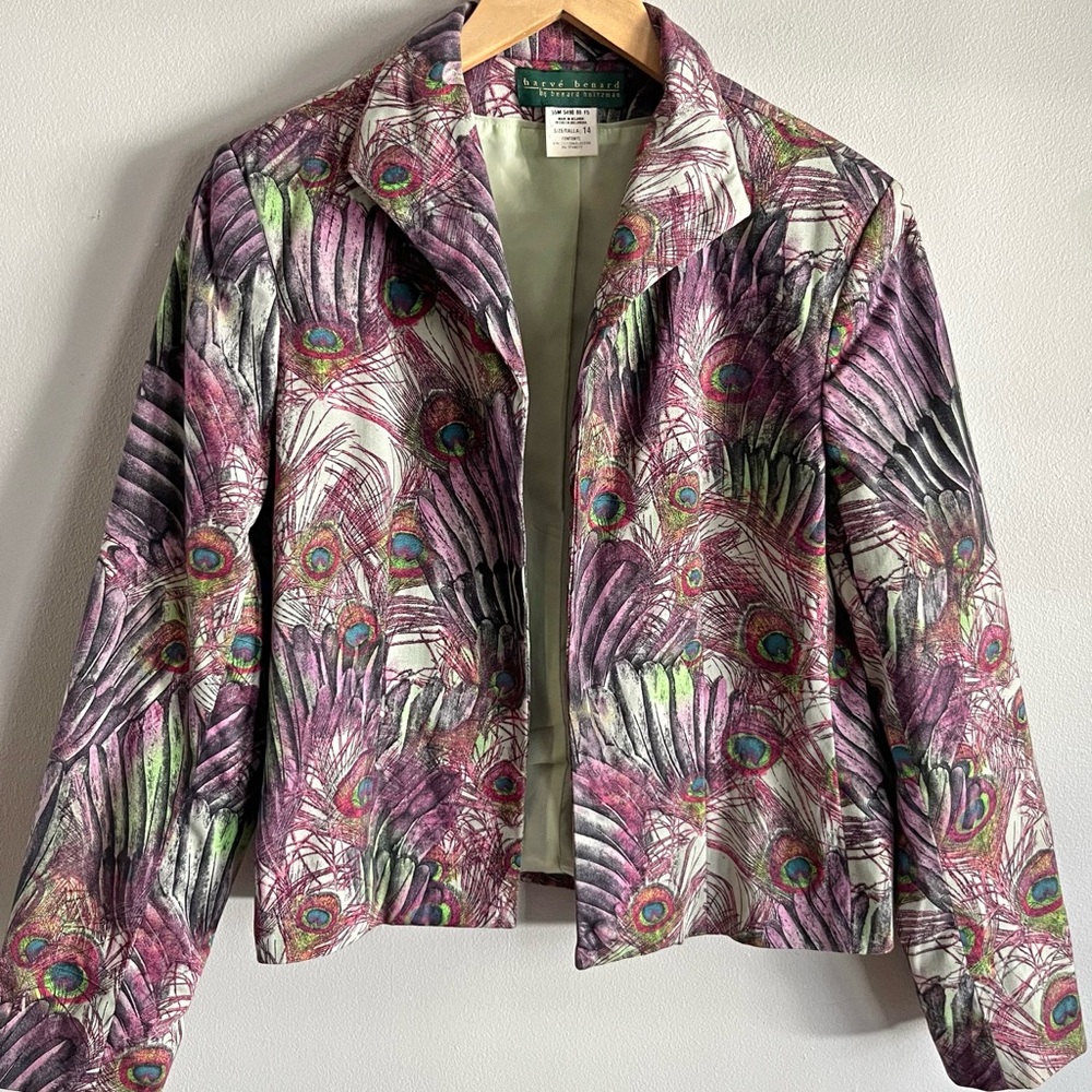 Harvé Bernard Peacock Feather Jacket Blazer Size 14 Art Print